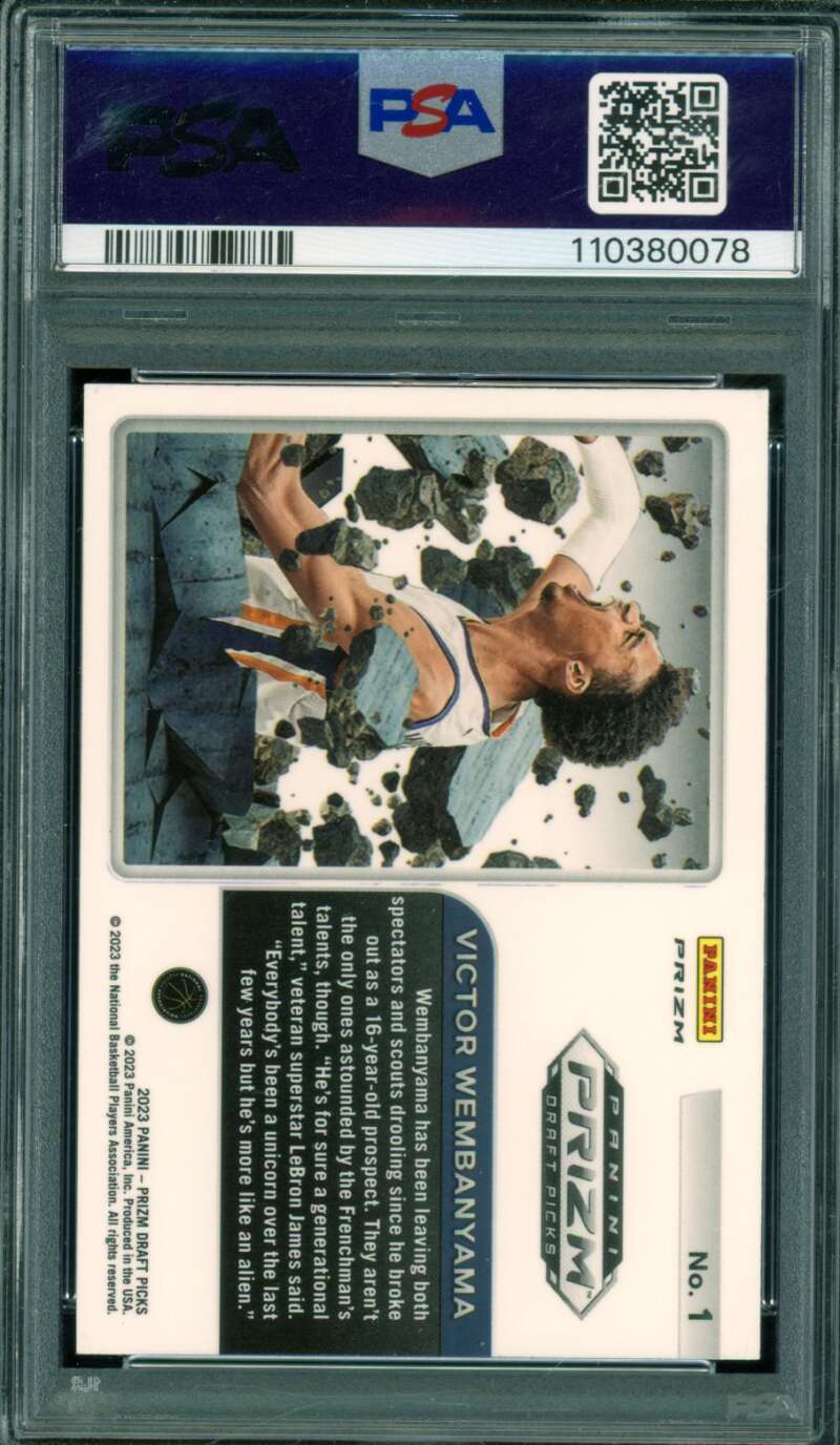 Victor Wembanyama Rookie 2023-24 Prizm Draft Picks Prizm Break Red Ice #1 PSA 9 Image 2