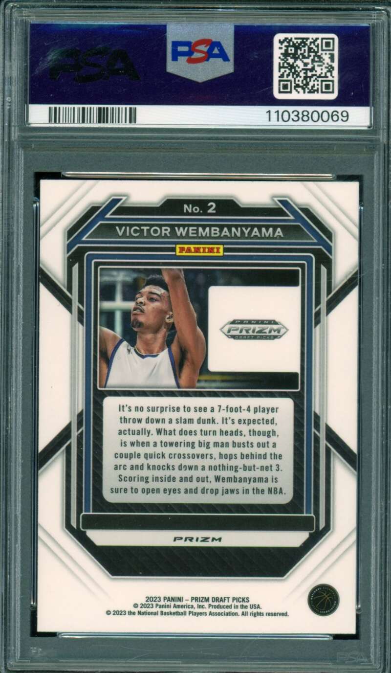 Victor Wembanyama Rookie Card 2023-24 Prizm Draft Picks Red Ice #2 PSA 9 Image 2