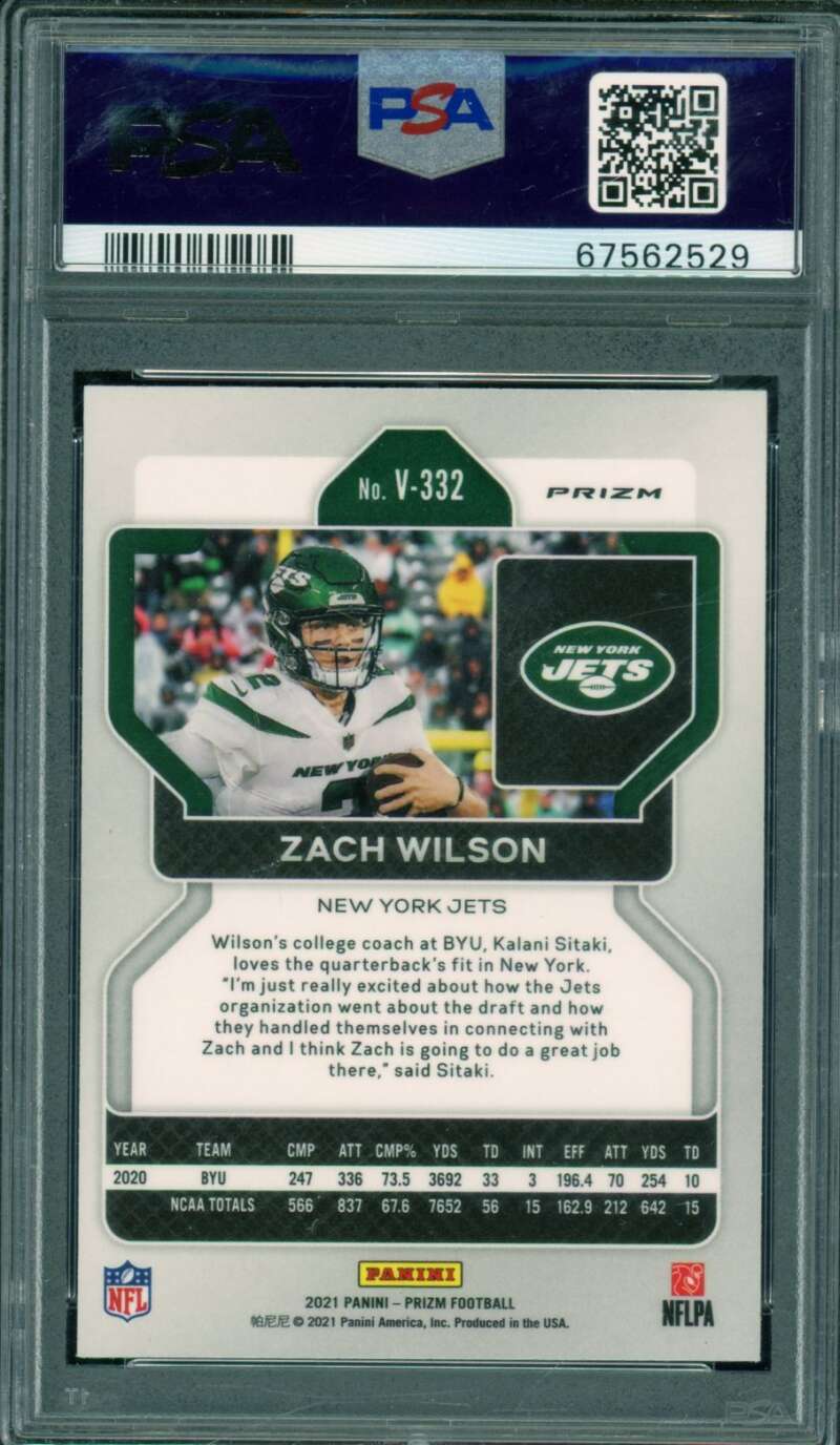 Zach Wilson Rookie Card 2021 Prizm Variation Silver Prizm #V332 PSA 9 Image 2