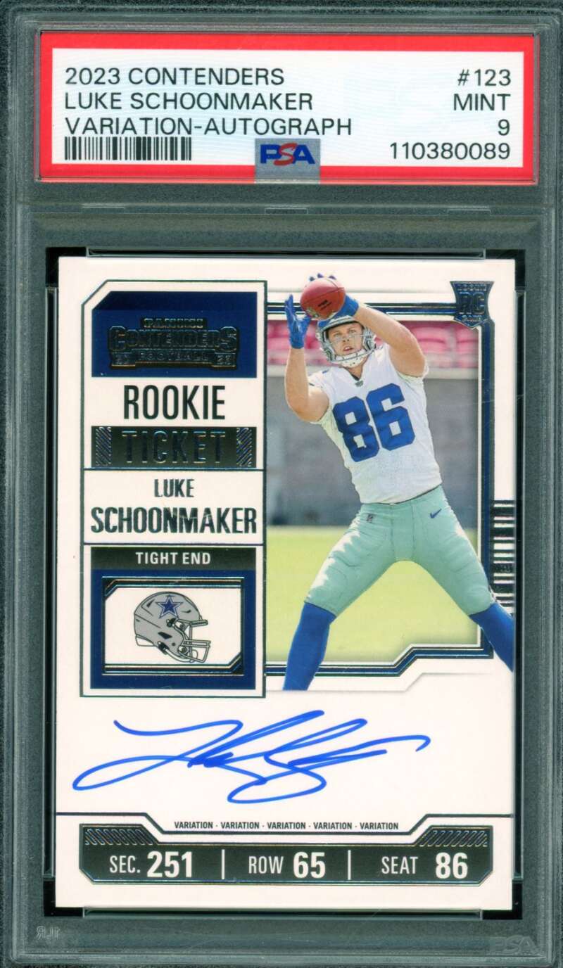 Luke Schoonmaker Rookie 2023 Contenders Variation Autograph (pop 8) #123 PSA 9 Image 1