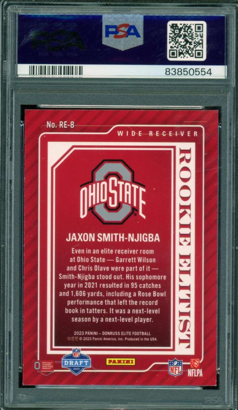 Jaxon Smith-Njigba Rookie 2023 Donruss Elite Rookie Elitist (pop 6) #Re8 PSA 9 Image 2