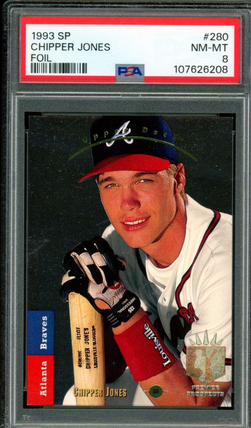 Chipper Jones Card 1993 Sp Foil #280 PSA 8 Image 1
