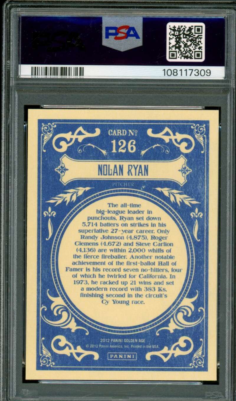 Nolan Ryan Card 2012 Panini Golden Age #126 (pop 10) PSA 10 Image 2