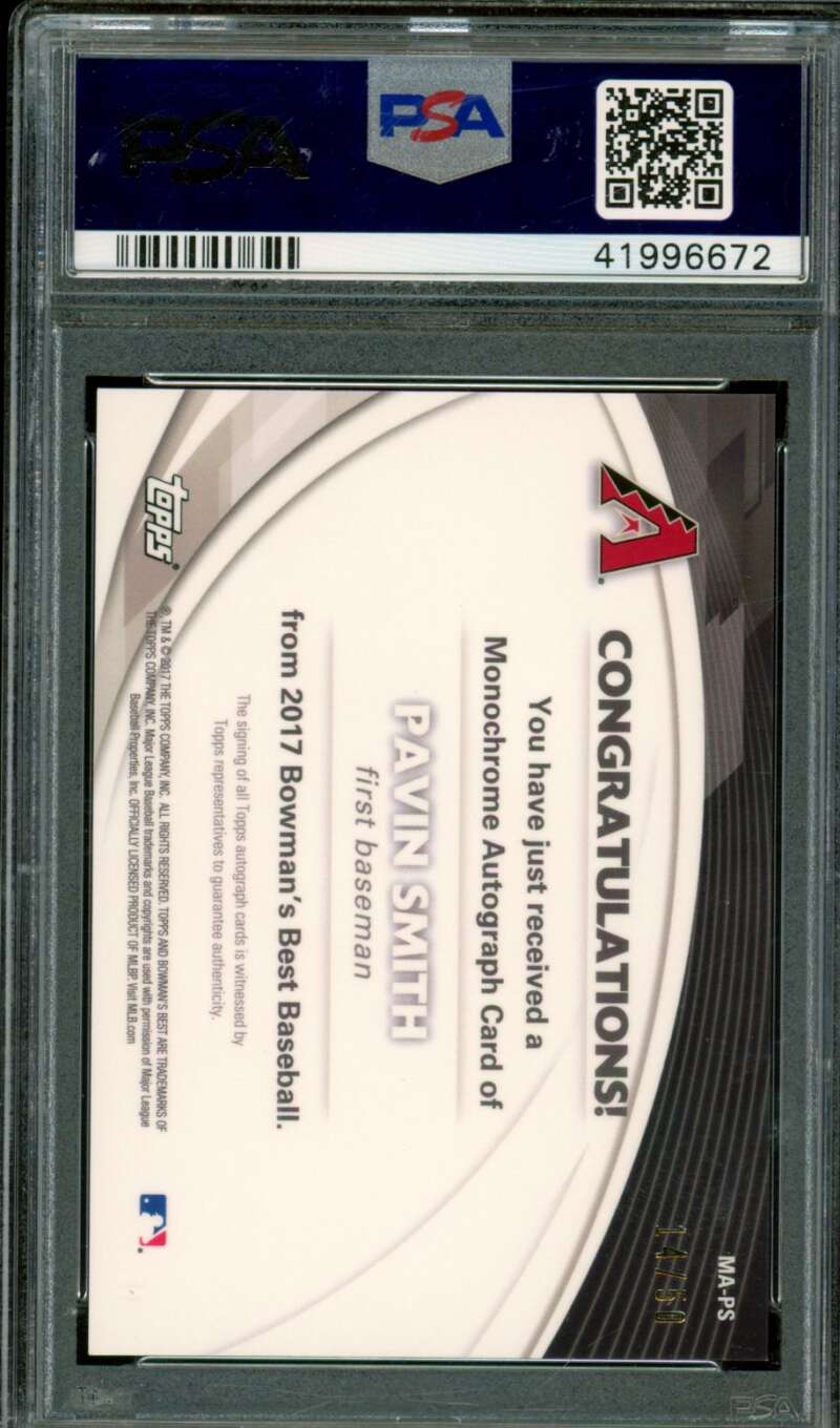 Pavin Smith Rookie Card 2017 Bowman's Best #MA-PS (pop 3) PSA 10 Image 2