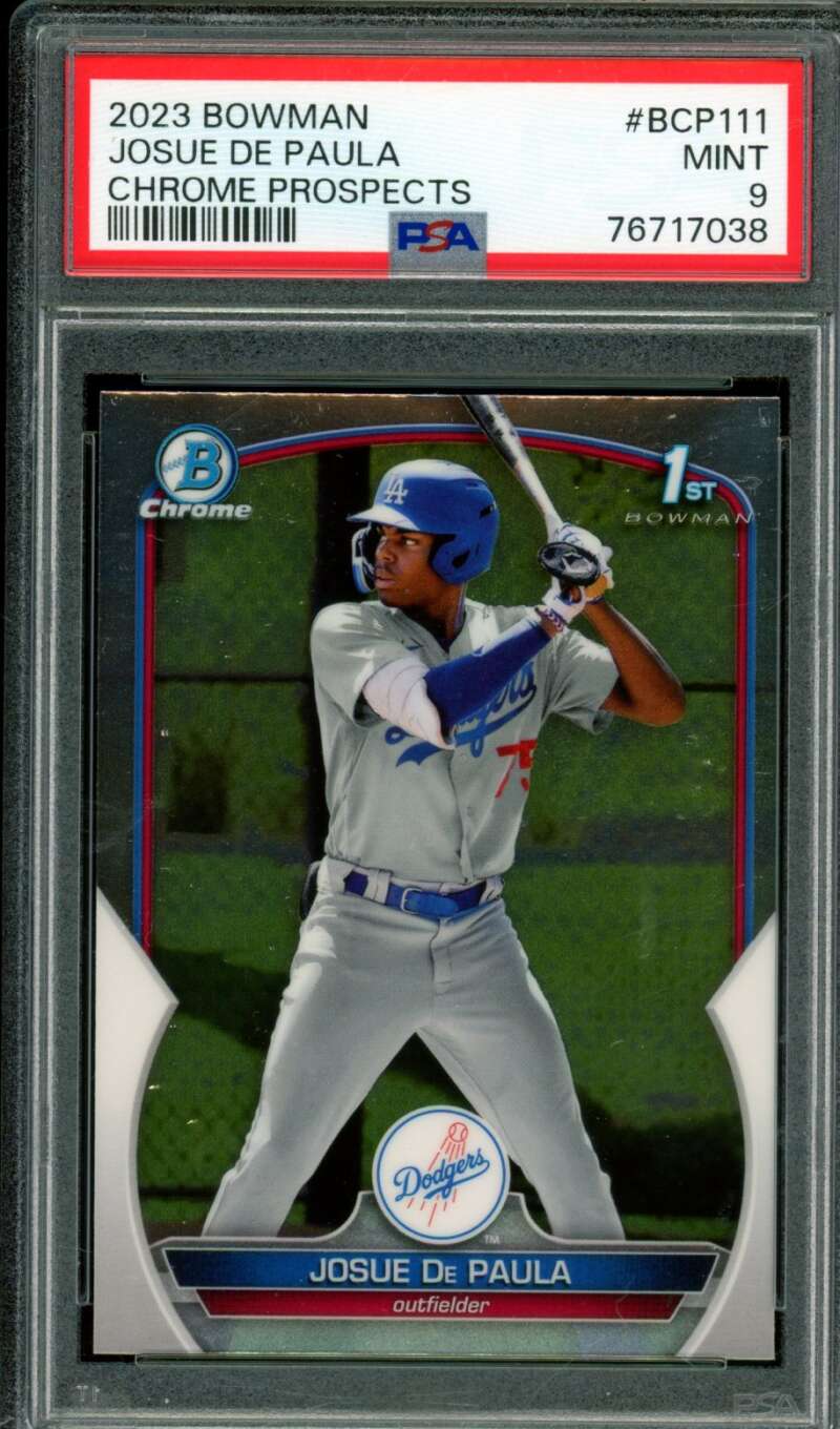 Josue De Paula Rookie Card 2023 Bowman Chrome Prospects #BCP111 PSA 9 Image 1