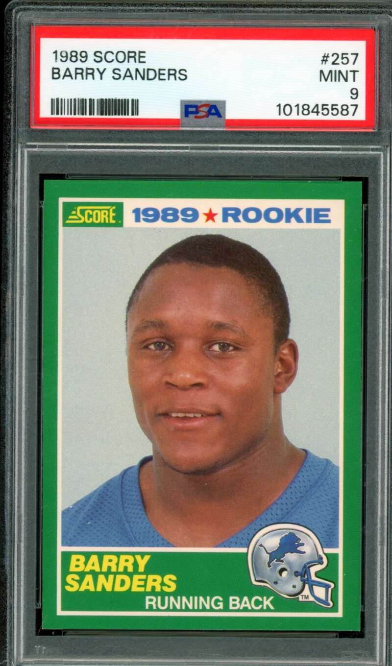 Barry Sanders Rookie Card 1989 Score #257 PSA 9 Image 1