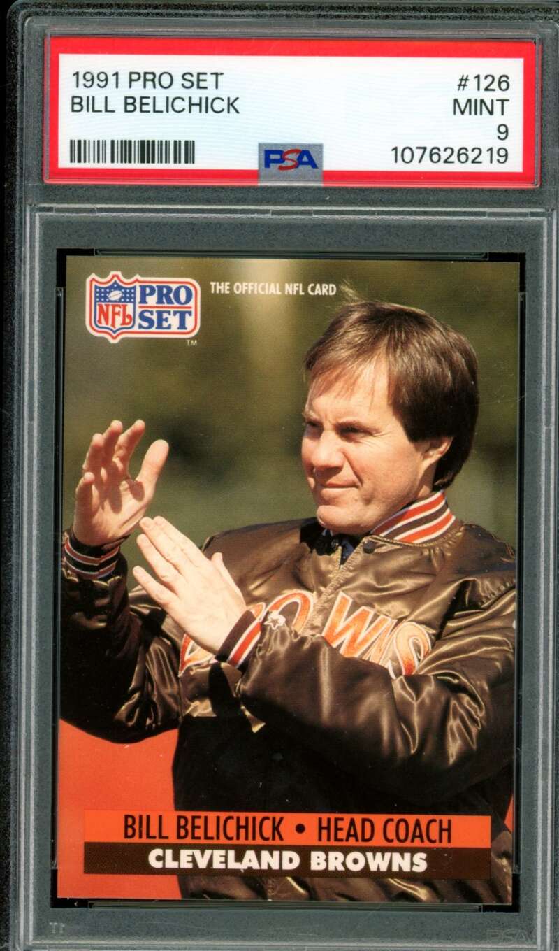 Bill Belichick Rookie Card 1991 Pro Set #126 PSA 9 Image 1