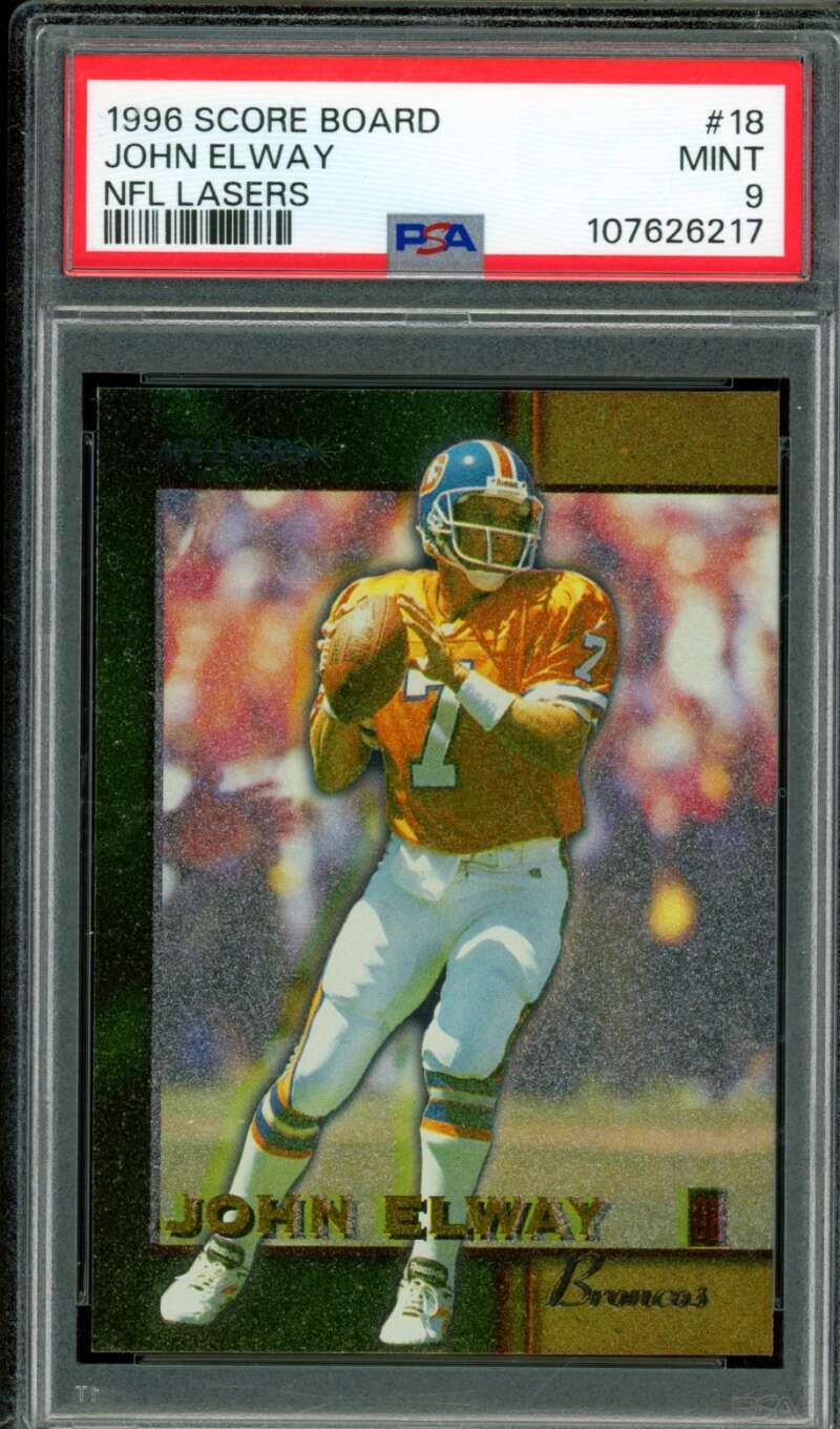 John Elway Card 1996 Score Board NFL Lasers #18 PSA 9 Image 1
