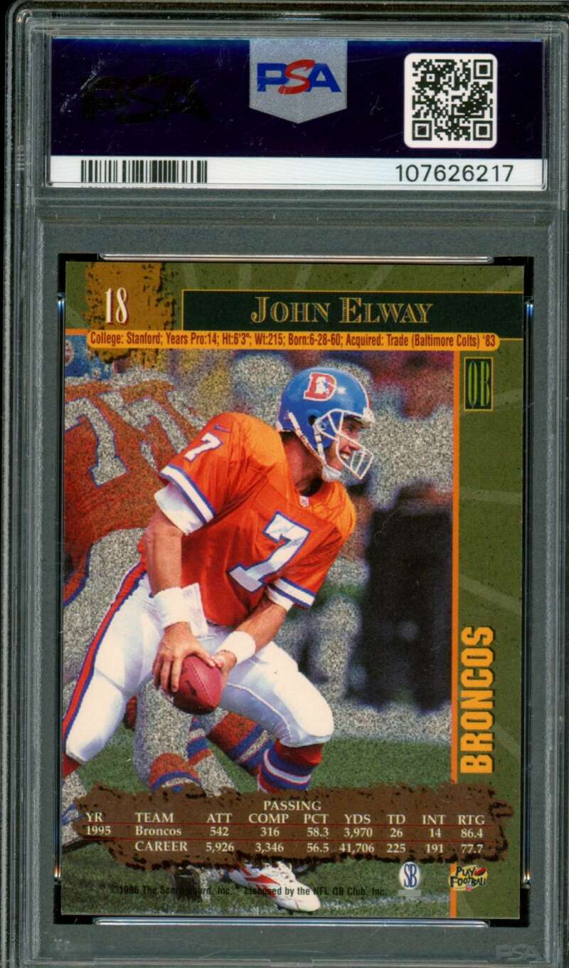 John Elway Card 1996 Score Board NFL Lasers #18 PSA 9 Image 2