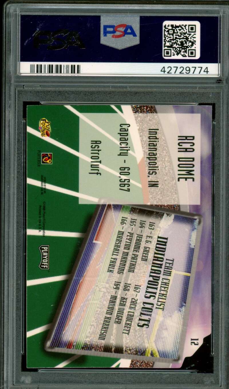 Peyton Manning Rookie Card 1998 Playoff Absolute Silver Die Cuts #12 PSA 9 Image 2