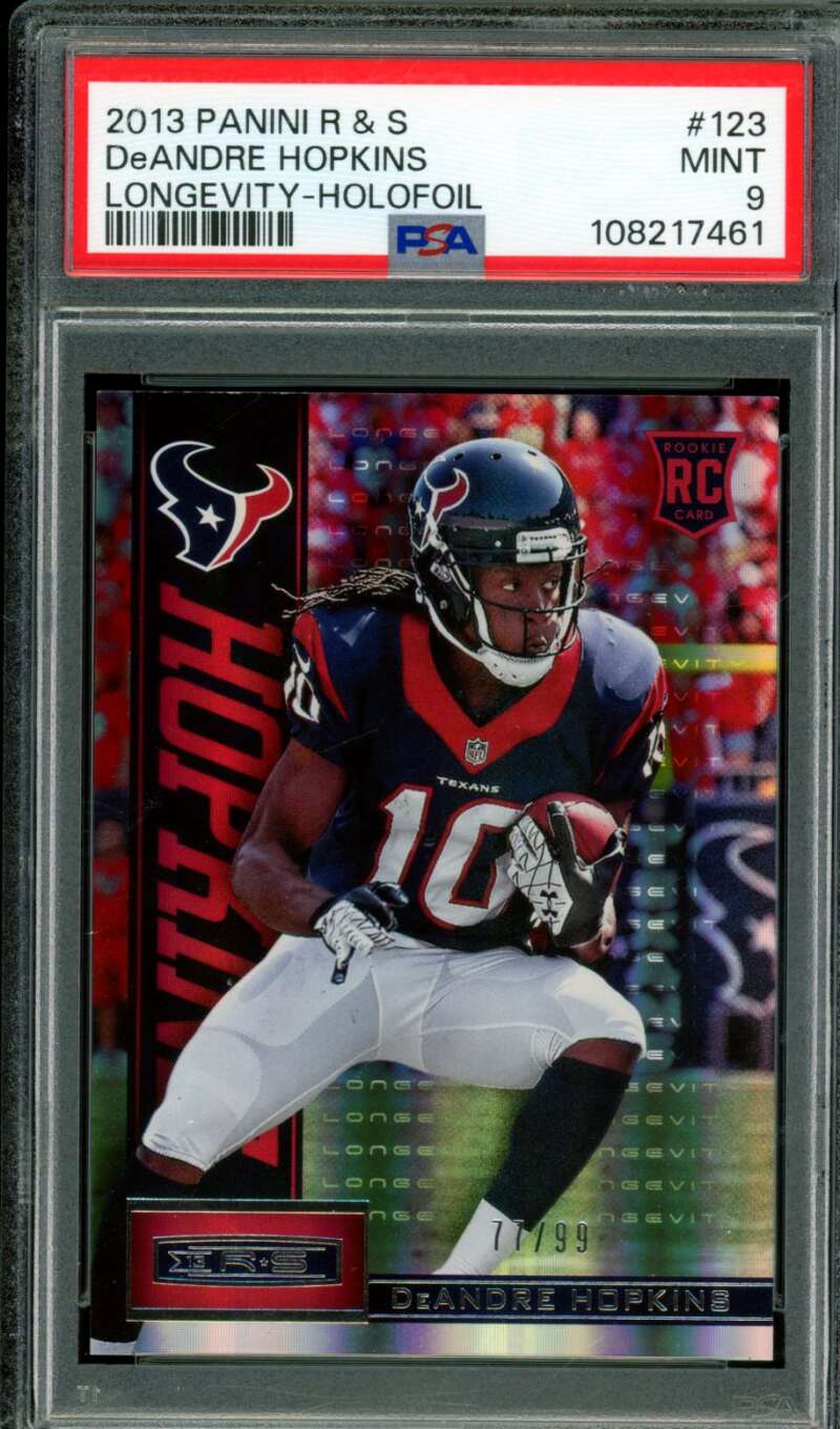 DeAndre Hopkins Rookie Card 2013 Panini RS Longevity Holofoil (pop 2) #123 PSA 9 Image 1