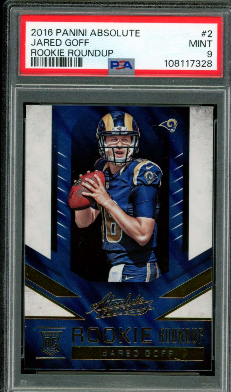 Jared Goff Rookie Card 2016 Panini Absolute Rookie Roundup #2 PSA 9 Image 1