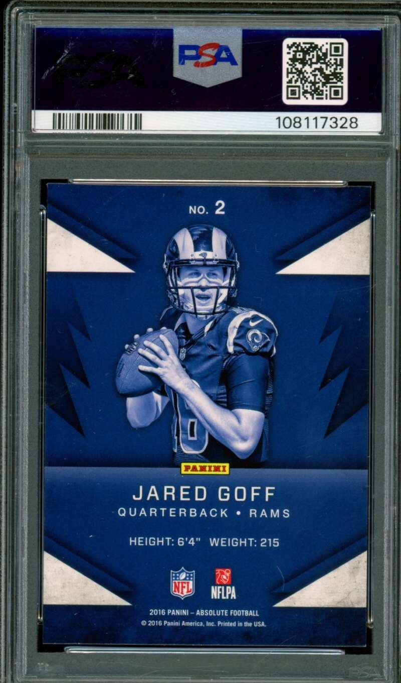 Jared Goff Rookie Card 2016 Panini Absolute Rookie Roundup #2 PSA 9 Image 2