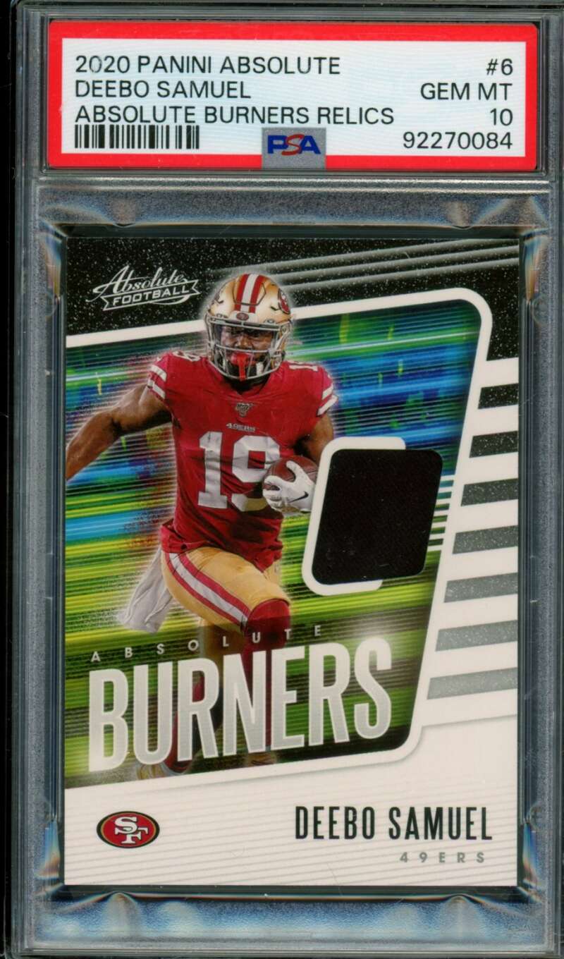 Deebo Samuel Card 2020 Absolute Burners Relics (pop 2) #6 PSA 10 Image 1