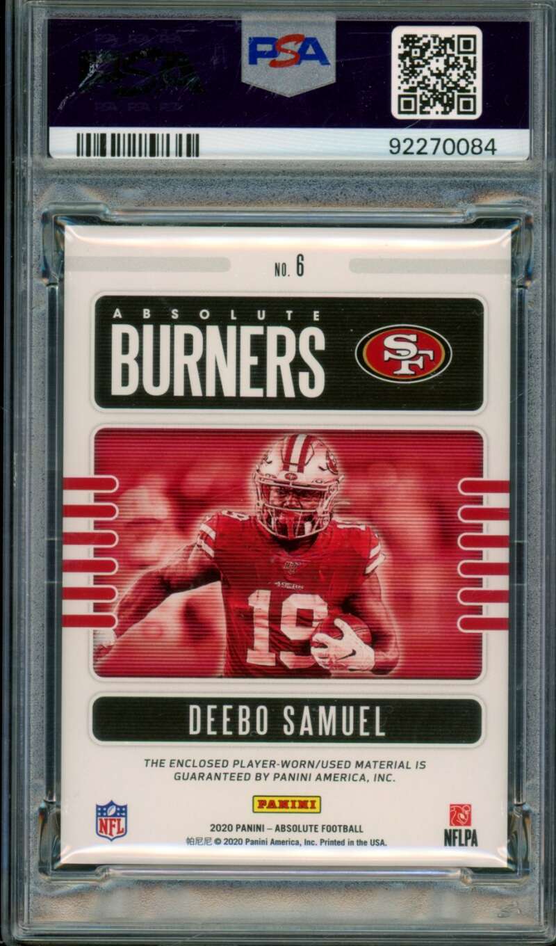 Deebo Samuel Card 2020 Absolute Burners Relics (pop 2) #6 PSA 10 Image 2