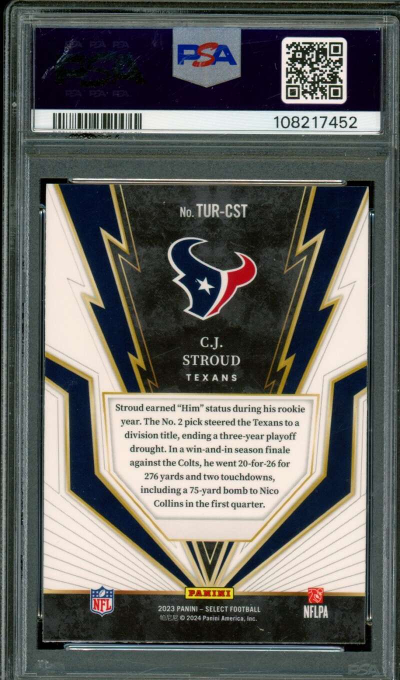 C.J. Stroud Rookie Card 2023 Select Turbocharged #Turcst PSA 9 Image 2