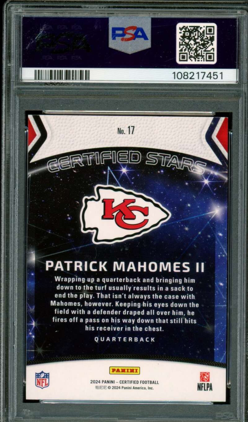 Patrick Mahomes II Card 2024 Certified Certified Stars #17 PSA 8 Image 2