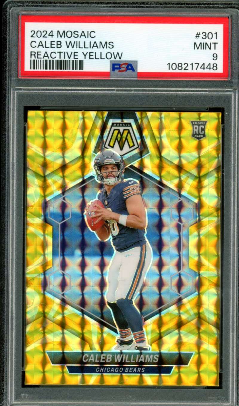 Caleb Williams Rookie Card 2024 Mosaic Reactive Yellow #301 PSA 9 Image 1