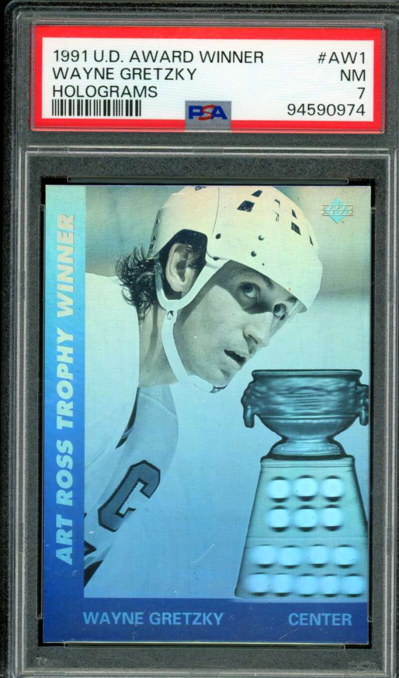 Wayne Gretzky Card 1991-92 U.D. Award Winner Holograms #AW1 PSA 7 Image 1