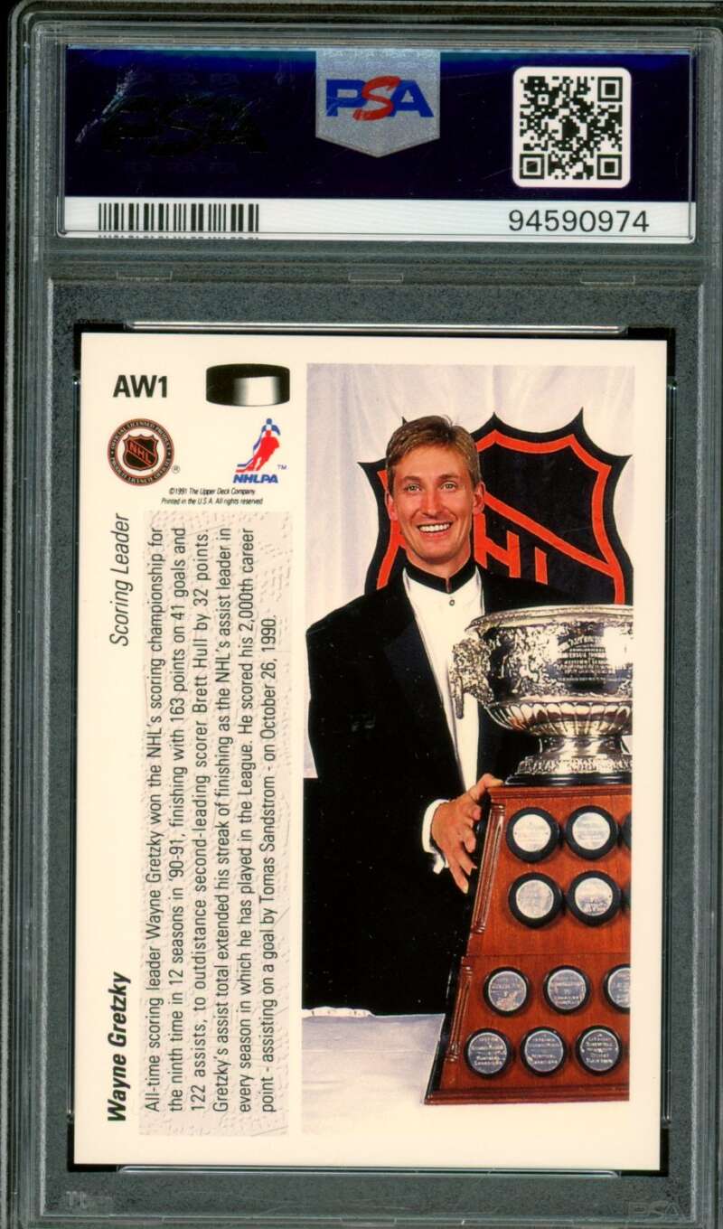 Wayne Gretzky Card 1991-92 U.D. Award Winner Holograms #AW1 PSA 7 Image 2