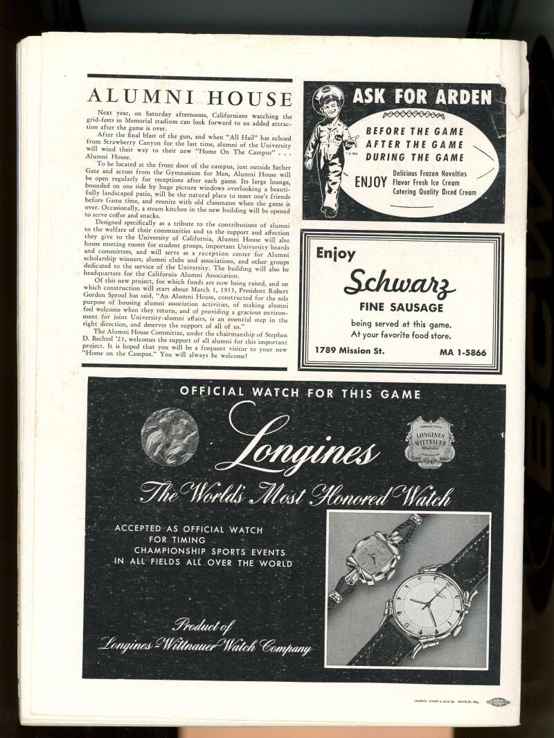 November 22 1952 Stanford vs California Football Program Image 2