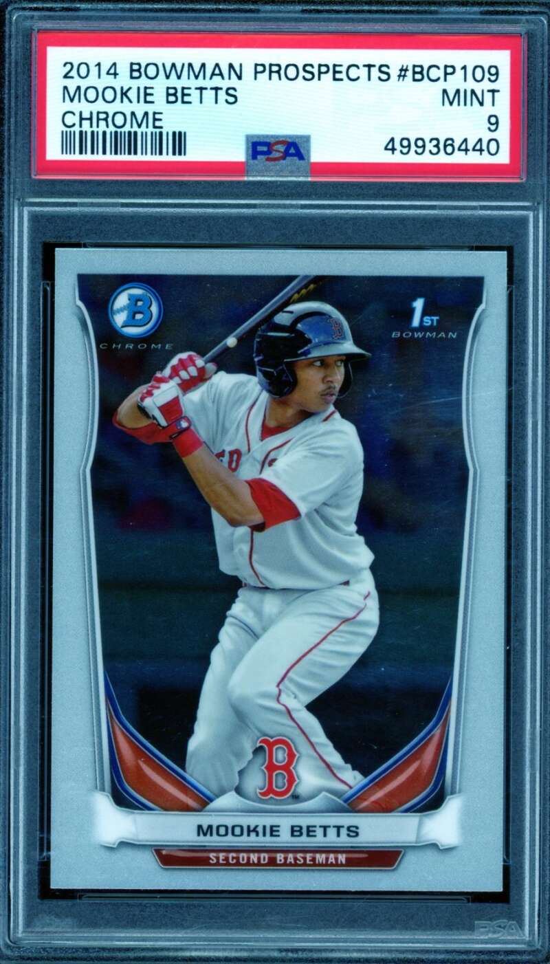 Mookie Betts Rookie Card 2014 Bowman Chrome Prospects #BCP109 PSA 9 Image 1