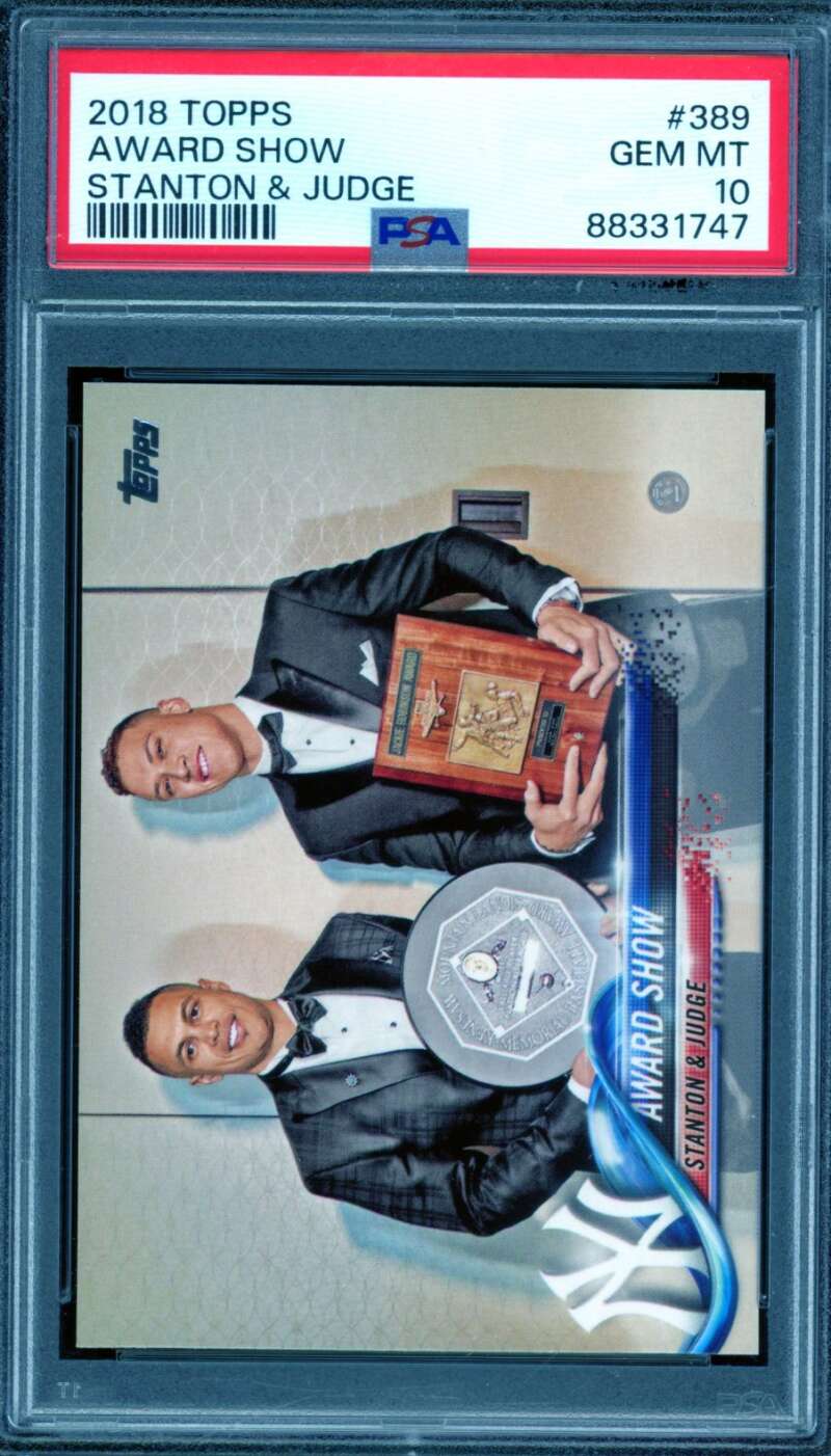 Mike Stanton/ Aaron Judge Card 2018 Topps Award Show #389 PSA 10 Image 1