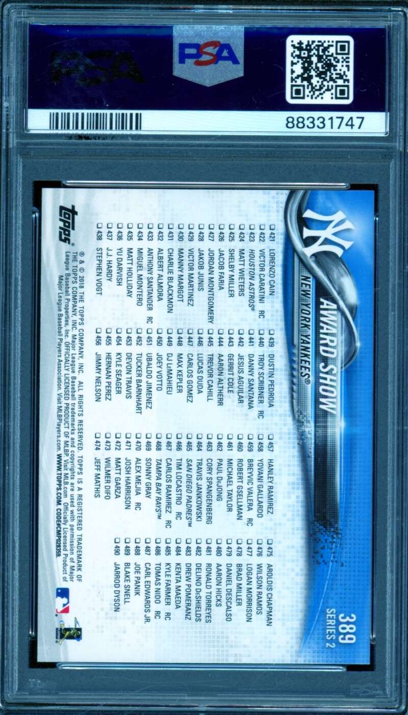 Mike Stanton/ Aaron Judge Card 2018 Topps Award Show #389 PSA 10 Image 2