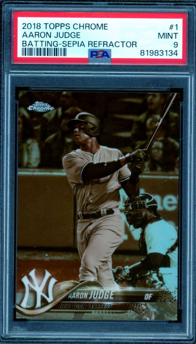 Aaron Judge Card 2018 Topps Chrome Sepia Refractor PSA 9 Image 1