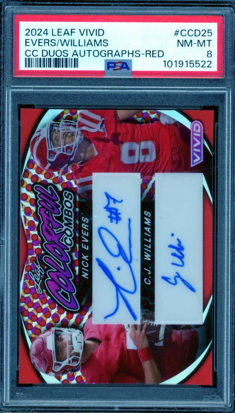 Nick Evers/C.J. Williams Card 2024 Leaf Vivid Duos Autographs Red #Ccd25 PSA 8 Image 1