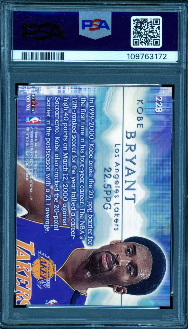 Kobe Bryant Card 2000-01 Fleer Focus #228 PSA 9 Image 2