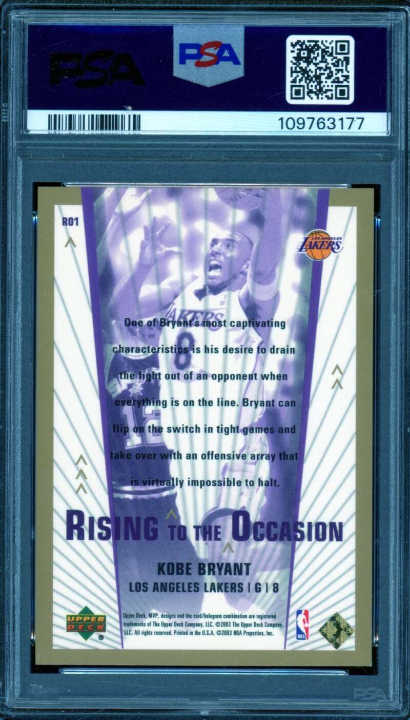 Kobe Bryant Card 2003-04 Upper Deck MVP #RO1 PSA 9 Image 2