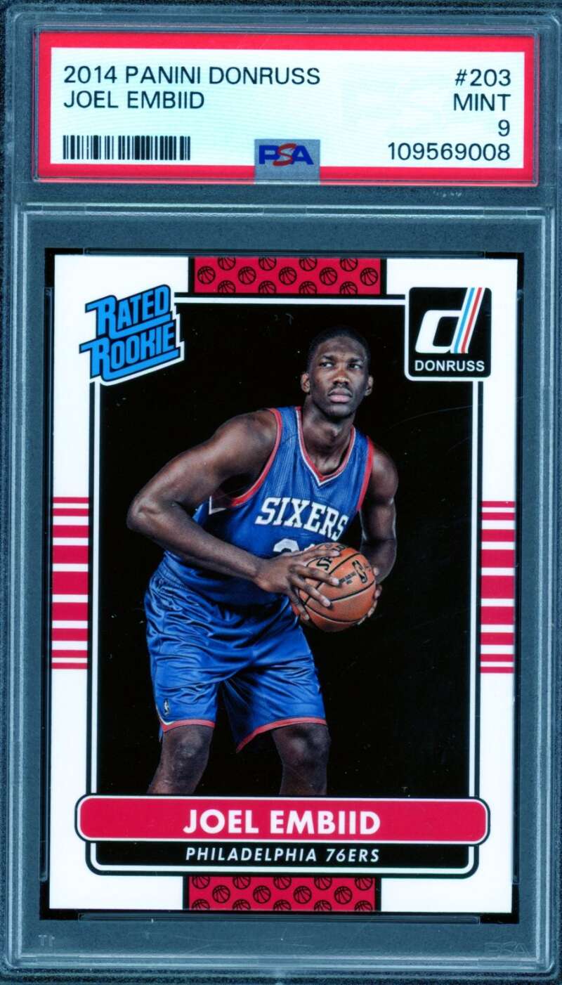 Joel Embiid Rookie Card 2014-15 Panini Donruss #203 PSA 9 Image 1
