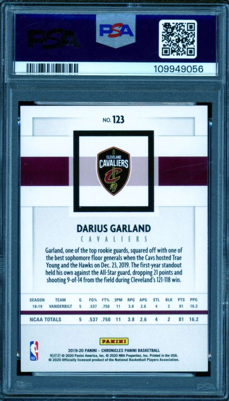 Darius Garland Rookie Card 2019-20 Panini Chronicles #123 PSA 9 Image 2