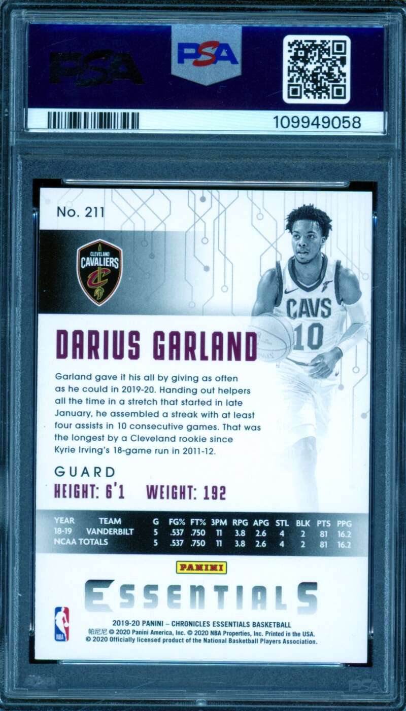Darius Garland Rookie Card 2019-20 Panini Chronicles #211 PSA 9 Image 2