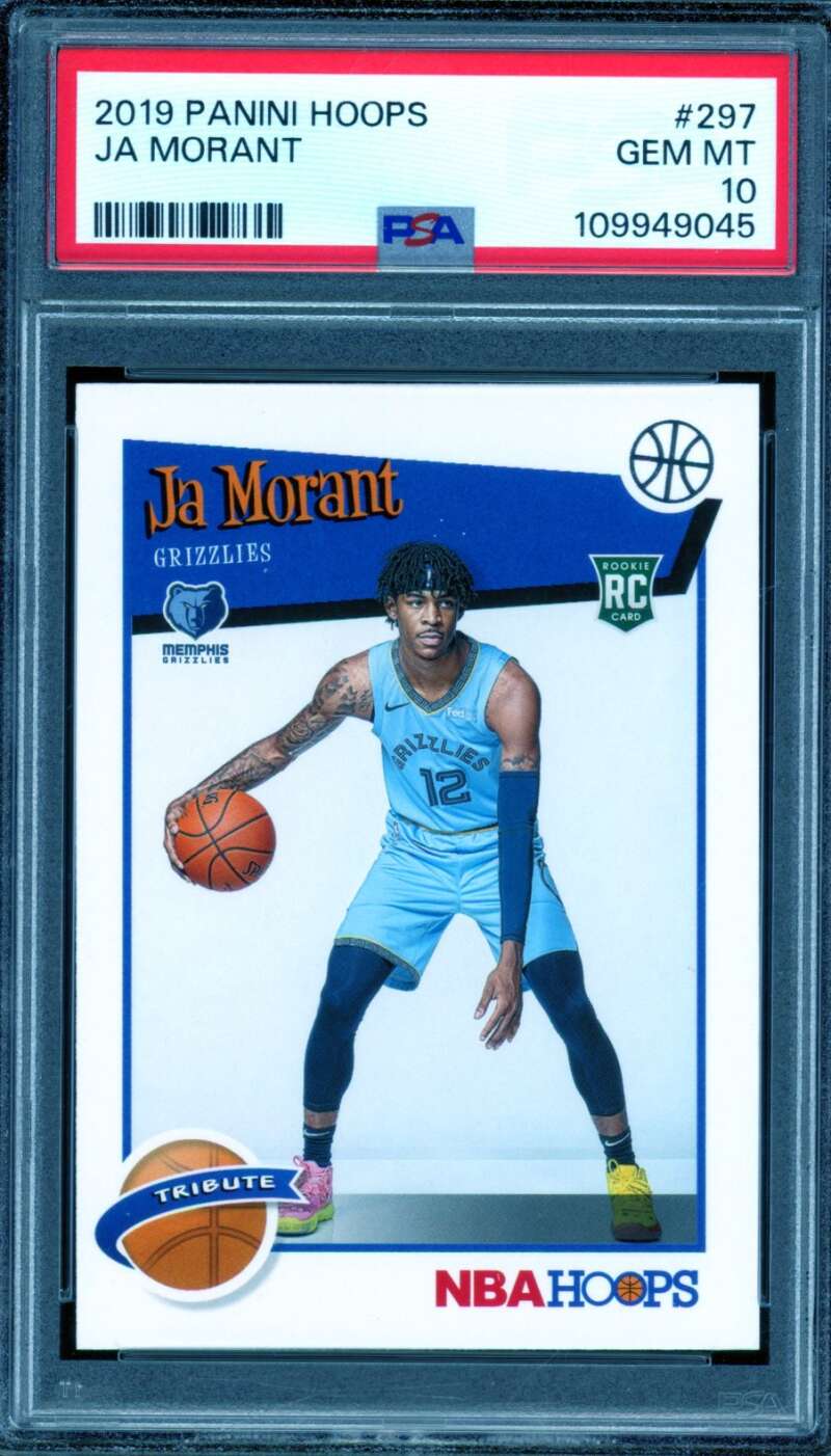 Ja Morant Rookie Card 2019-20 Panini Hoops #297 PSA 10 Image 1