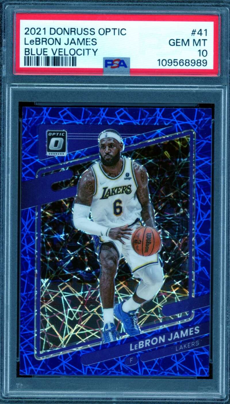LeBron James Card 2021-22 Donruss Optic Blue Velocity #41 PSA 10 Image 1