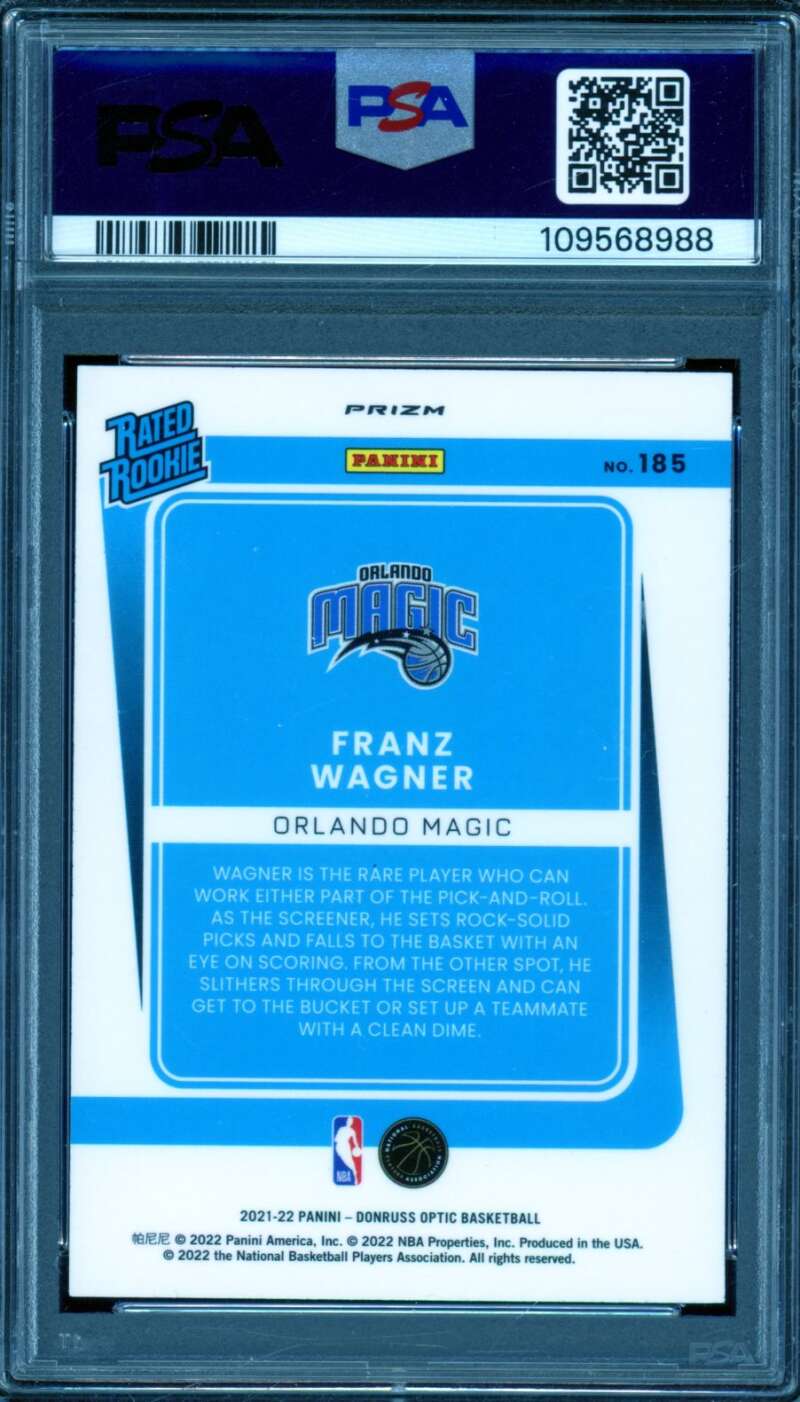 Franz Wagner Rookie Card 2021-22 Donruss Optic Purple #185 PSA 9 Image 2