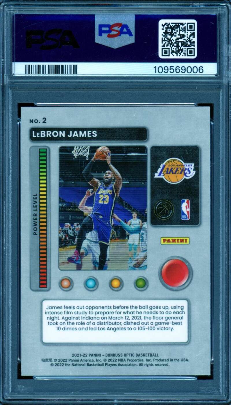 LeBron James Card 2021-22 Donruss Optic T-Minus 3,2,1 #2 PSA 9 Image 2