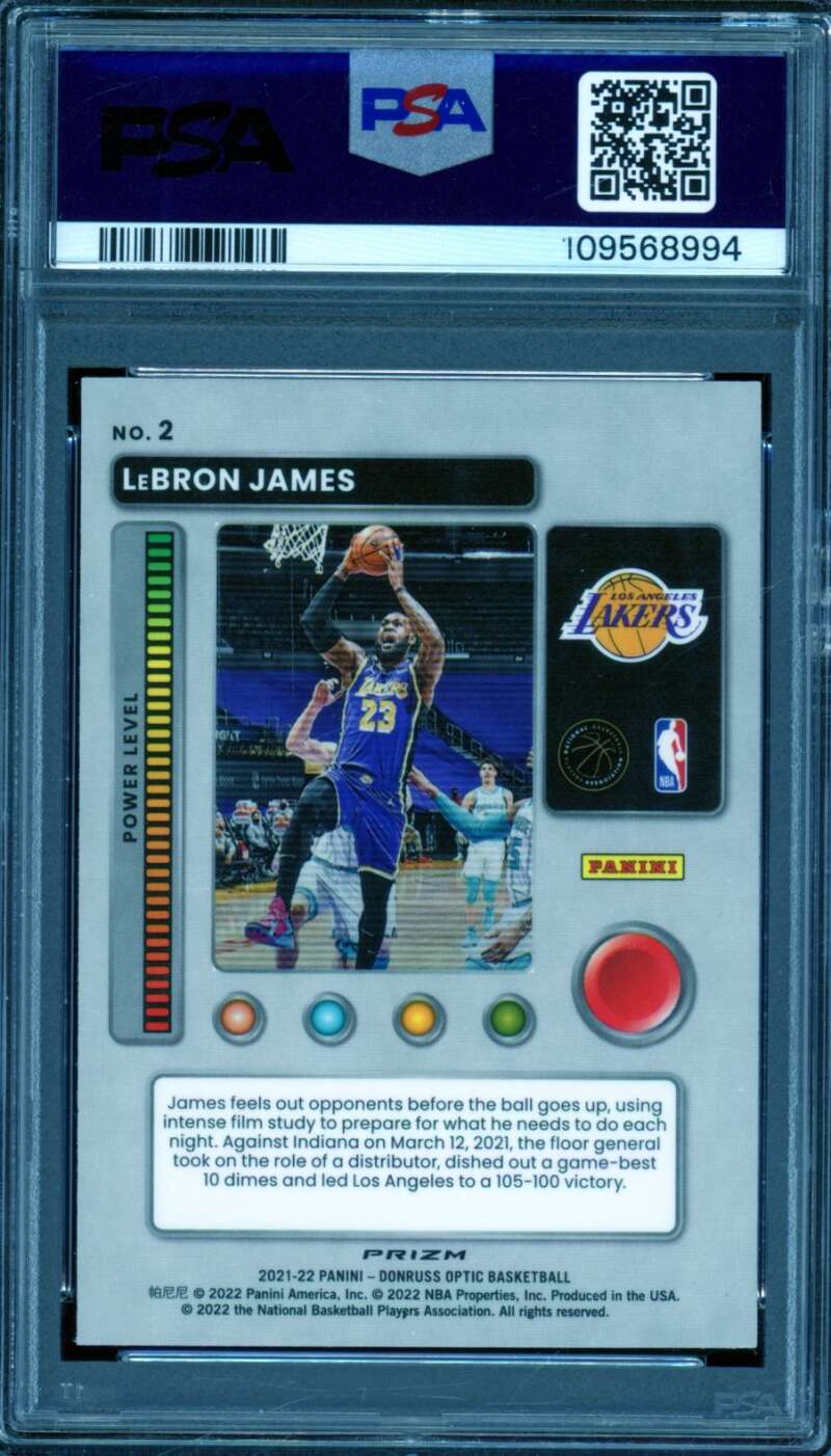 LeBron James Card 2021-22 Donruss Optic T-Minus 3 2 1 Purple #2 PSA 10 Image 2