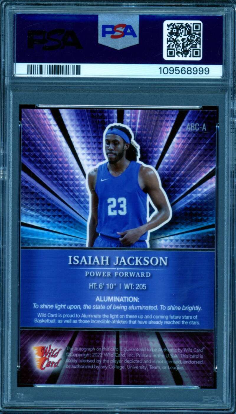 Isaiah Jackson RC 2021-22 W/C Alumination Auto-HLX Purple (9/12) #Abca PSA 10 Image 2