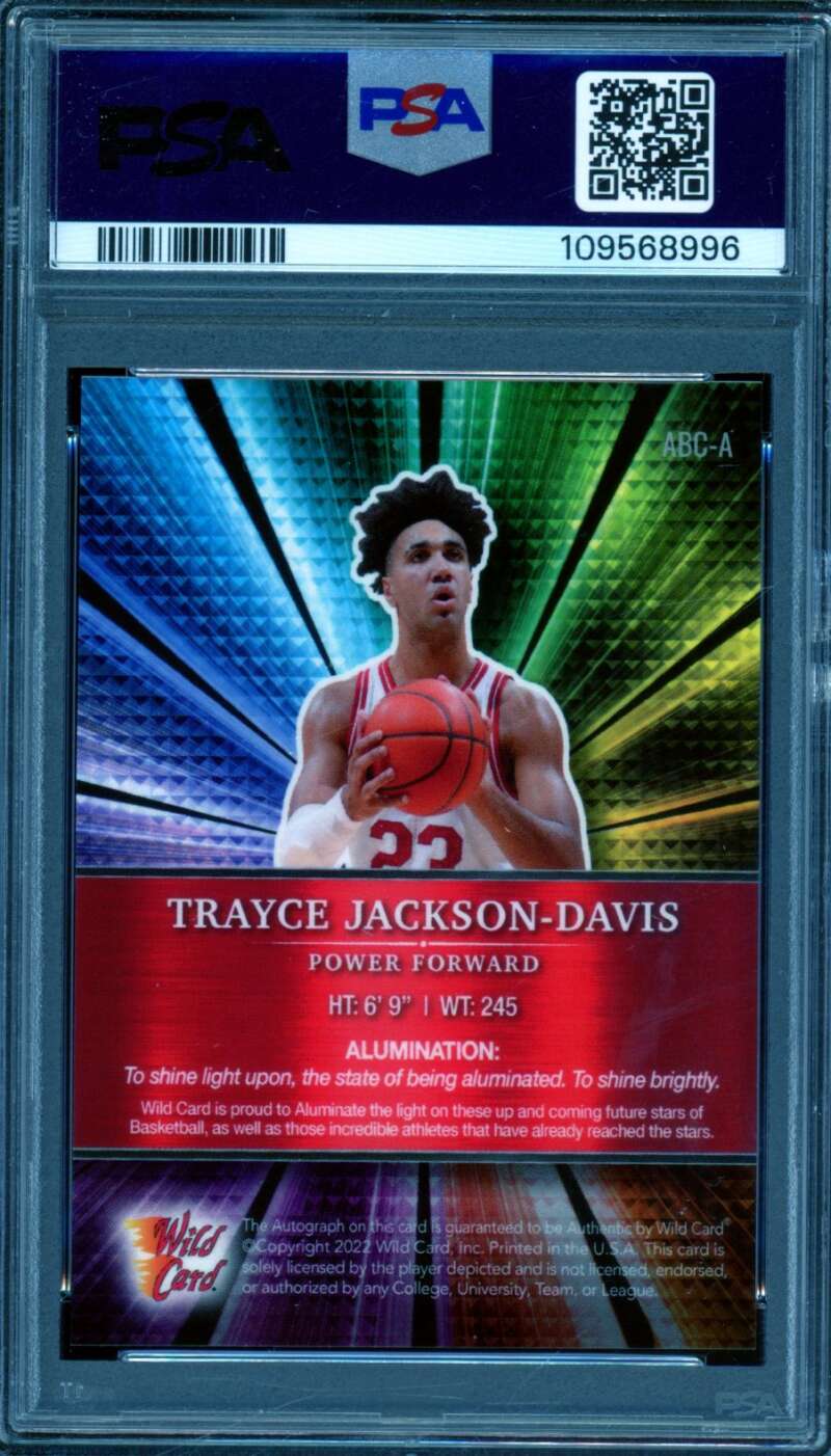 Trayce Jackson-Davis Rookie 2021-22 W/C Alumination Auto HLX (2/5) #ABCA PSA 10 Image 2