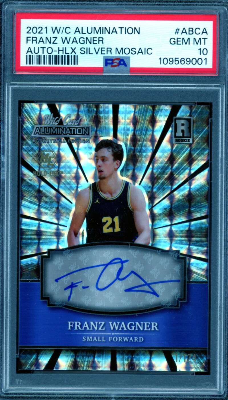 Franz Wagner Rookie 2021-22 W/C Alumination Auto HLX Silver Mosaic #ABCA PSA 10 Image 1