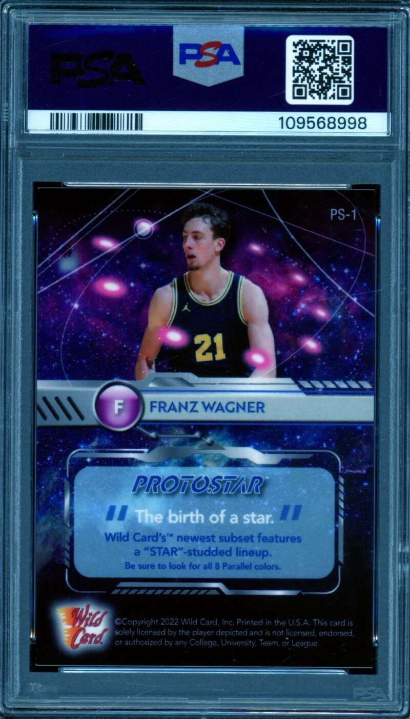 Franz Wagner Rookie 2021-22 W/C Alumination Protostar Pink (10/10) #PS1 PSA 10 Image 2