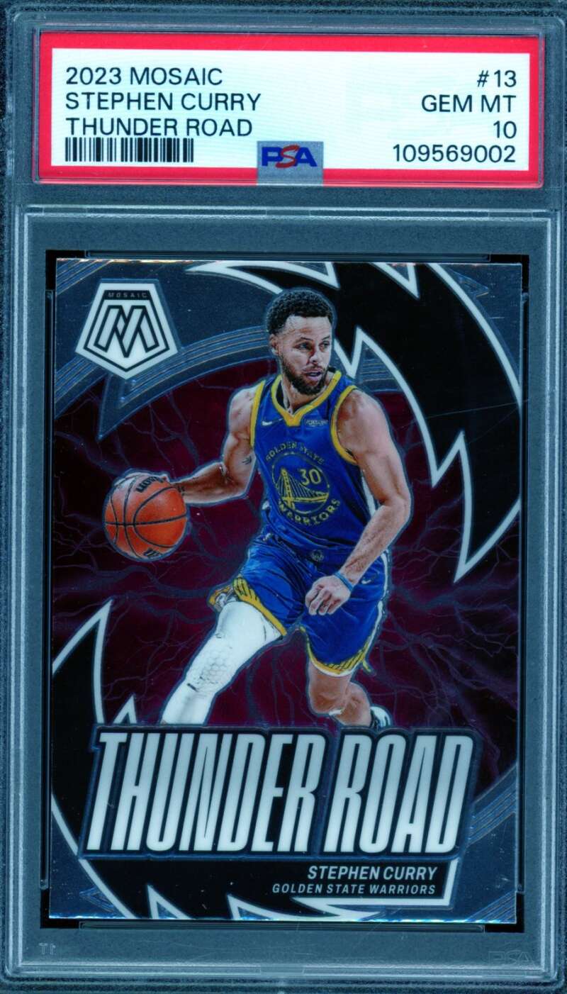 Stephen Curry Card 2023-24 Mosaic Thunder Road #13 PSA 10 Image 1