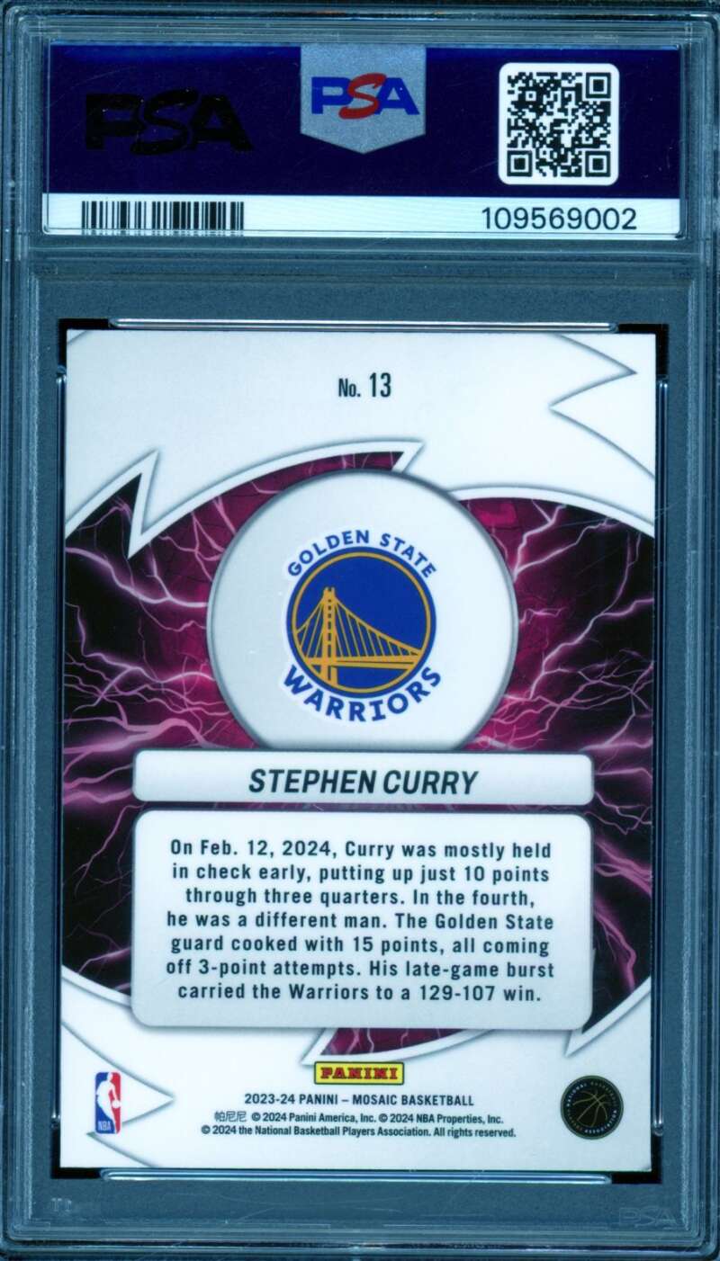 Stephen Curry Card 2023-24 Mosaic Thunder Road #13 PSA 10 Image 2