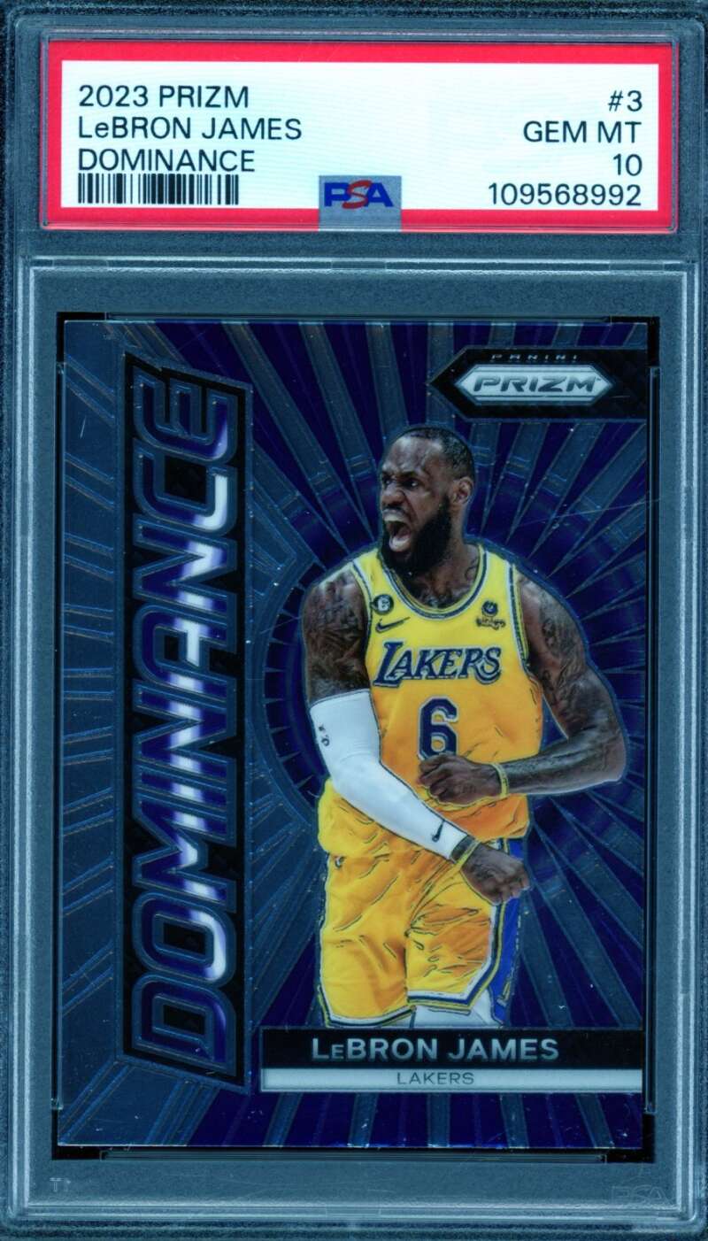 LeBron James Card 2023-24 Prizm Dominance #3 PSA 10 Image 1