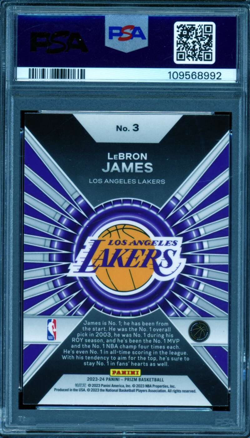 LeBron James Card 2023-24 Prizm Dominance #3 PSA 10 Image 2