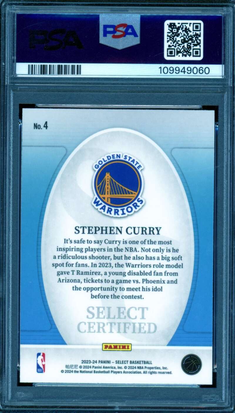 Stephen Curry Card 2023-24 Select Certified (pop 10) #4 PSA 10 Image 2