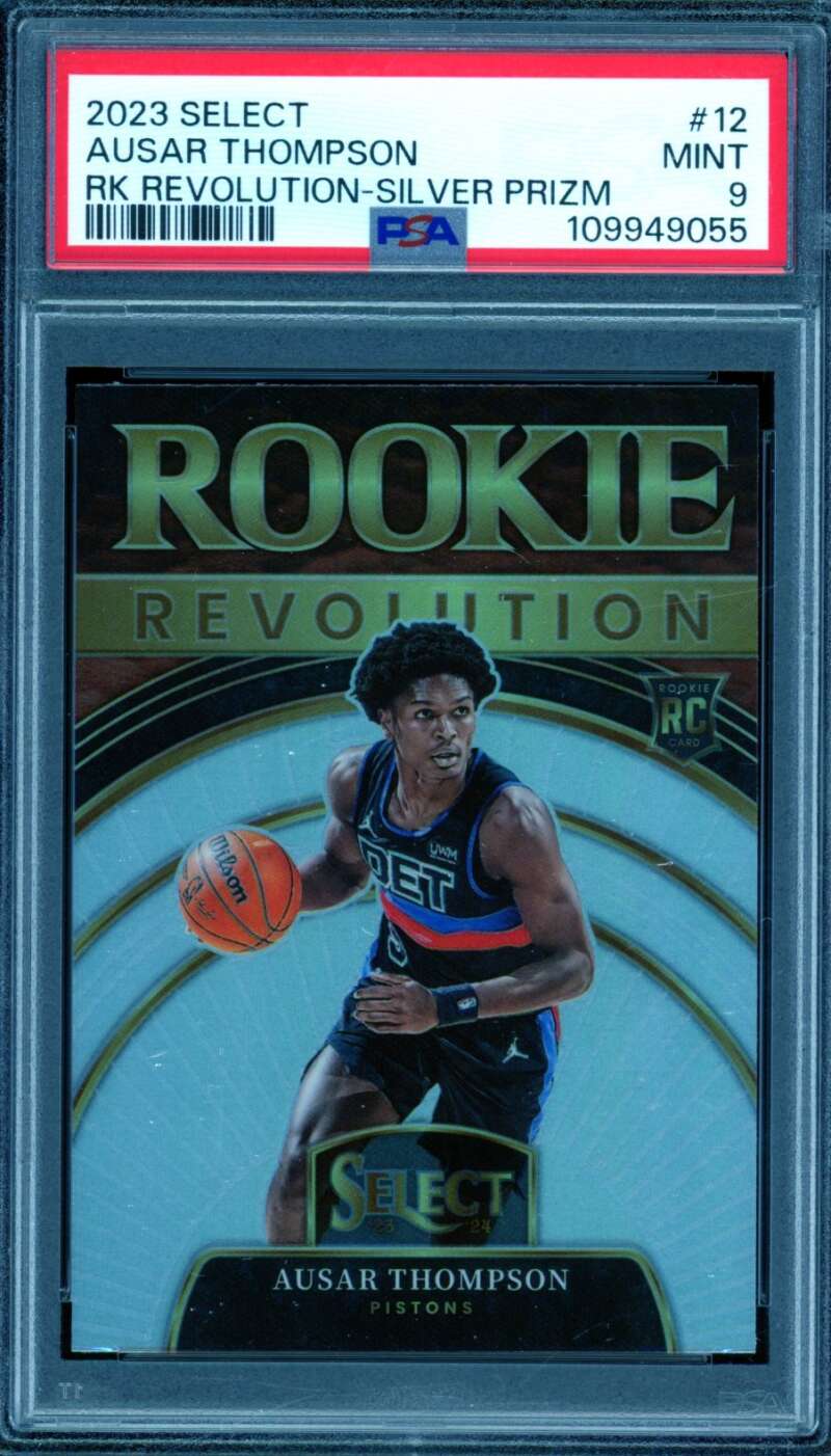 Ausar Thompson Rookie Card 2023-24 Select RK Revolution Silver Prizm #12 PSA 9 Image 1